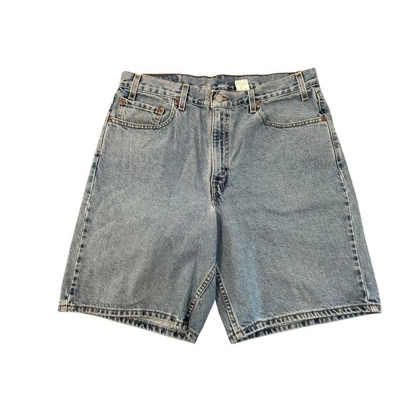 Vintage 90s Men's Levi's 550 Faded Blue Denim Jean Shorts Relaxed Fit 36 Grunge - Picture 5 of 7
